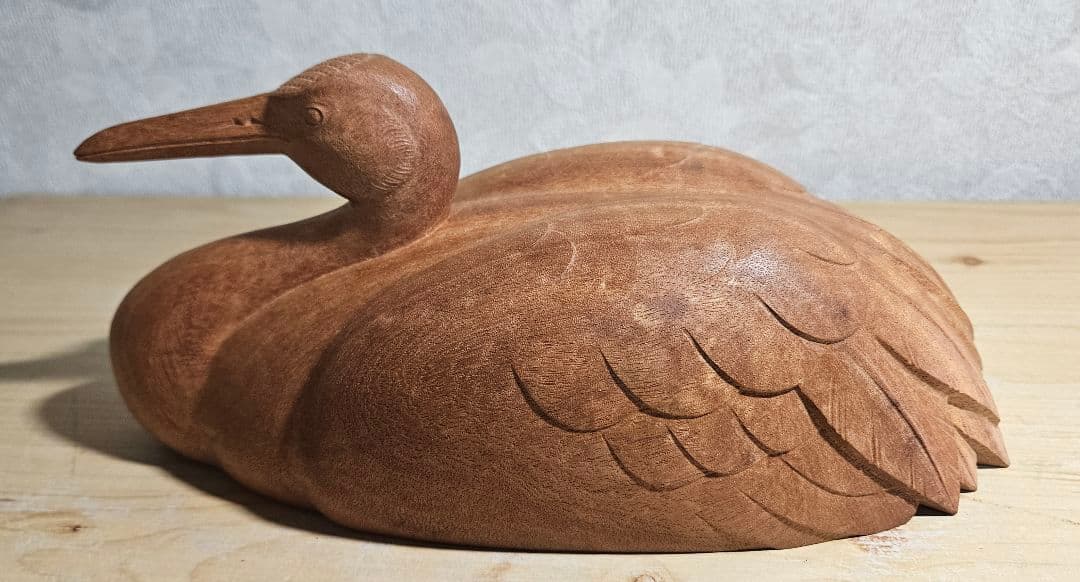 名工 井波彫刻 川原和夫作 木彫 『鶴』骨董品　アンティーク