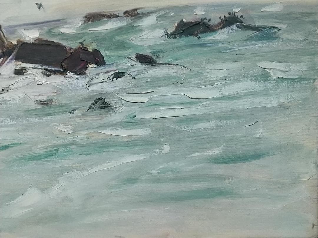 「冬の海」房総黒生海岸 F8 絵画 油絵 油彩画 風景画 アート