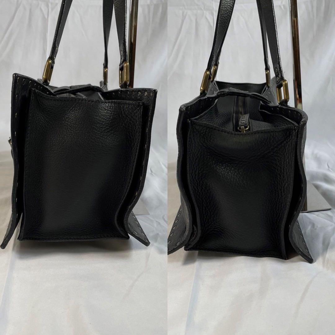 【美品】セリーヌ ハンドバッグ トートバッグ レザー スタッズ 肩掛け 黒