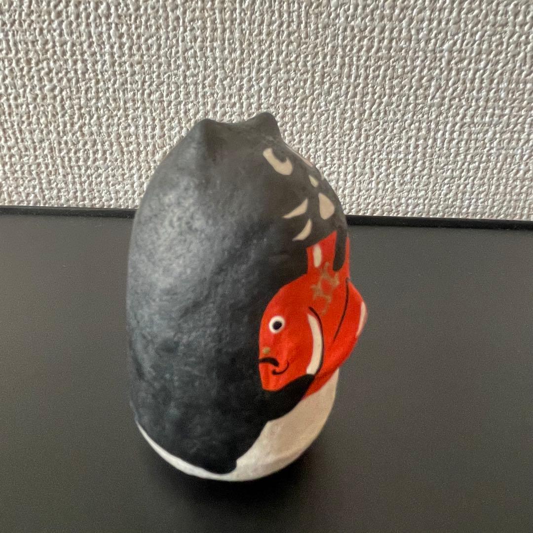 希少✤ 六原張子 起き上り小法師 鯛もちにゃー 民芸品 にゃー 黒色