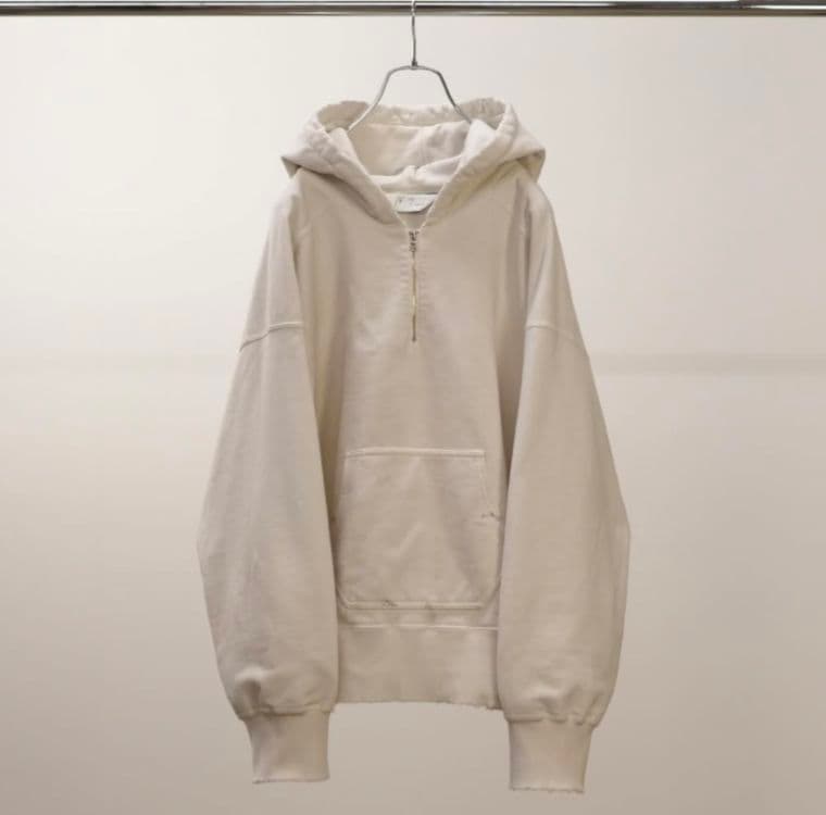 ​【完売品/新品未使用】ANCELLMアンセルムハーフジップフーディー白サイズ1