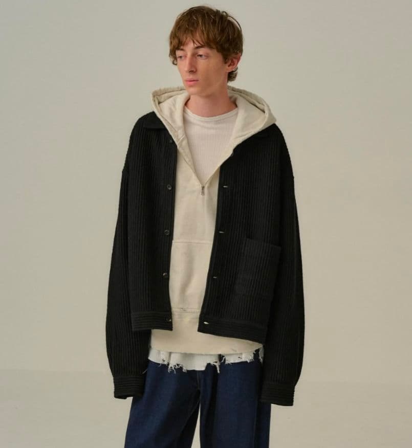 ​【完売品/新品未使用】ANCELLMアンセルムハーフジップフーディー白サイズ1