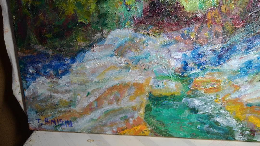 風景油彩画 印象派風 サインあり