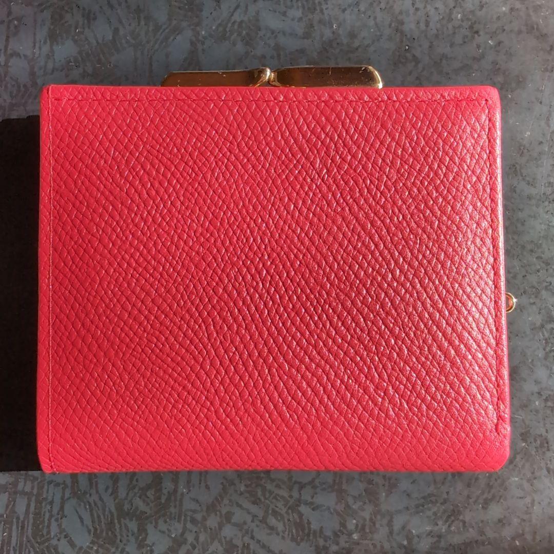 皇居 がま口 2つ折財布 牛革 赤 新品未使用　箱なし