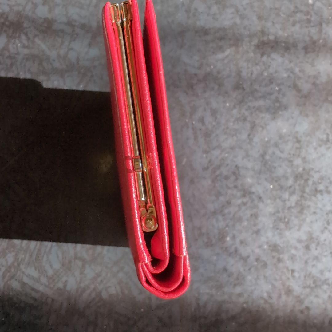 皇居 がま口 2つ折財布 牛革 赤 新品未使用　箱なし