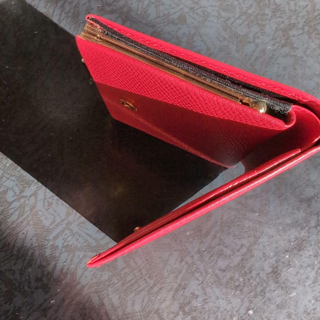 皇居 がま口 2つ折財布 牛革 赤 新品未使用　箱なし