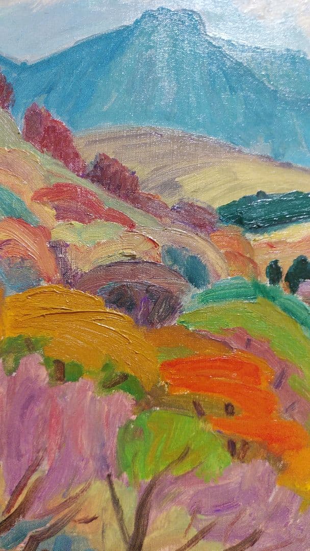 ◆梶進　「箱根の秋 （俵石）」　油彩　F8号 　光風会会員 　師：藤島武二◆