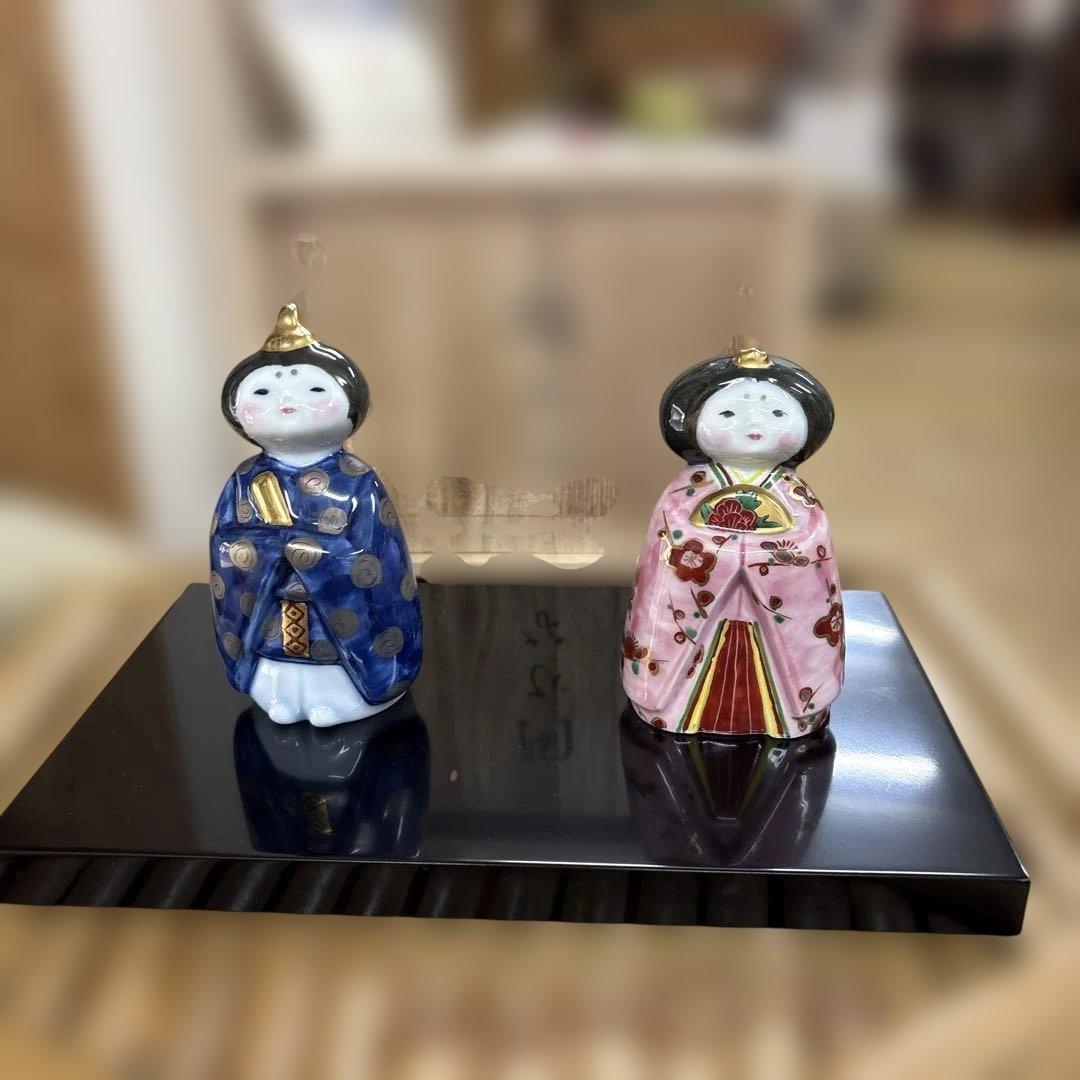 か*こ様 【銀座 和光 WAKO】陶びな 雛人形 桐箱・台座付 親王飾り 陶器製