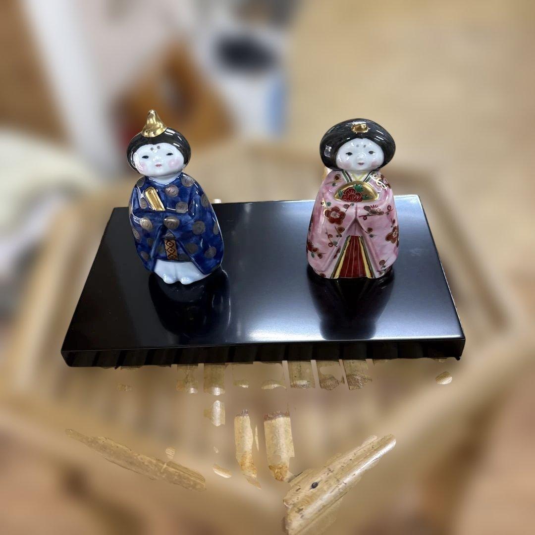 か*こ様 【銀座 和光 WAKO】陶びな 雛人形 桐箱・台座付 親王飾り 陶器製