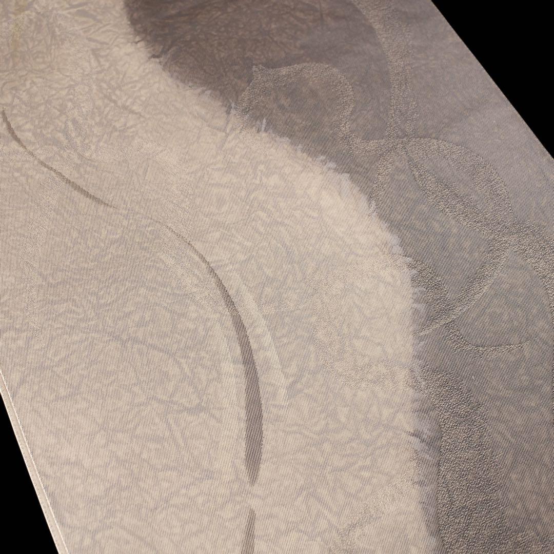 未使用　美品　変わり立涌に瓢箪模様織り出し袋帯　洒落袋帯　ベージュ系　d71