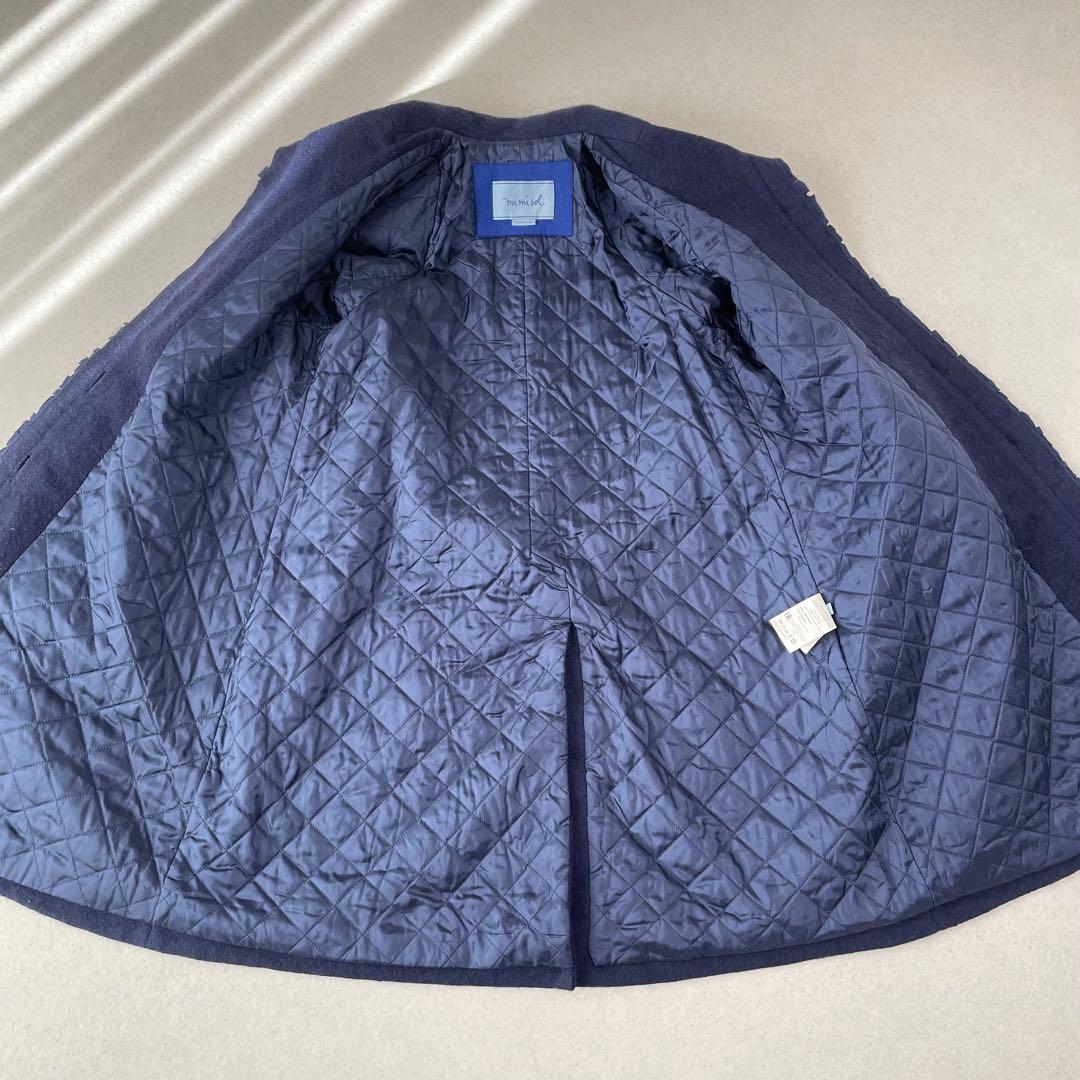 MiMiSolミミソル イタリア製 ロゴ刺繍 フリル ウールコート マメール