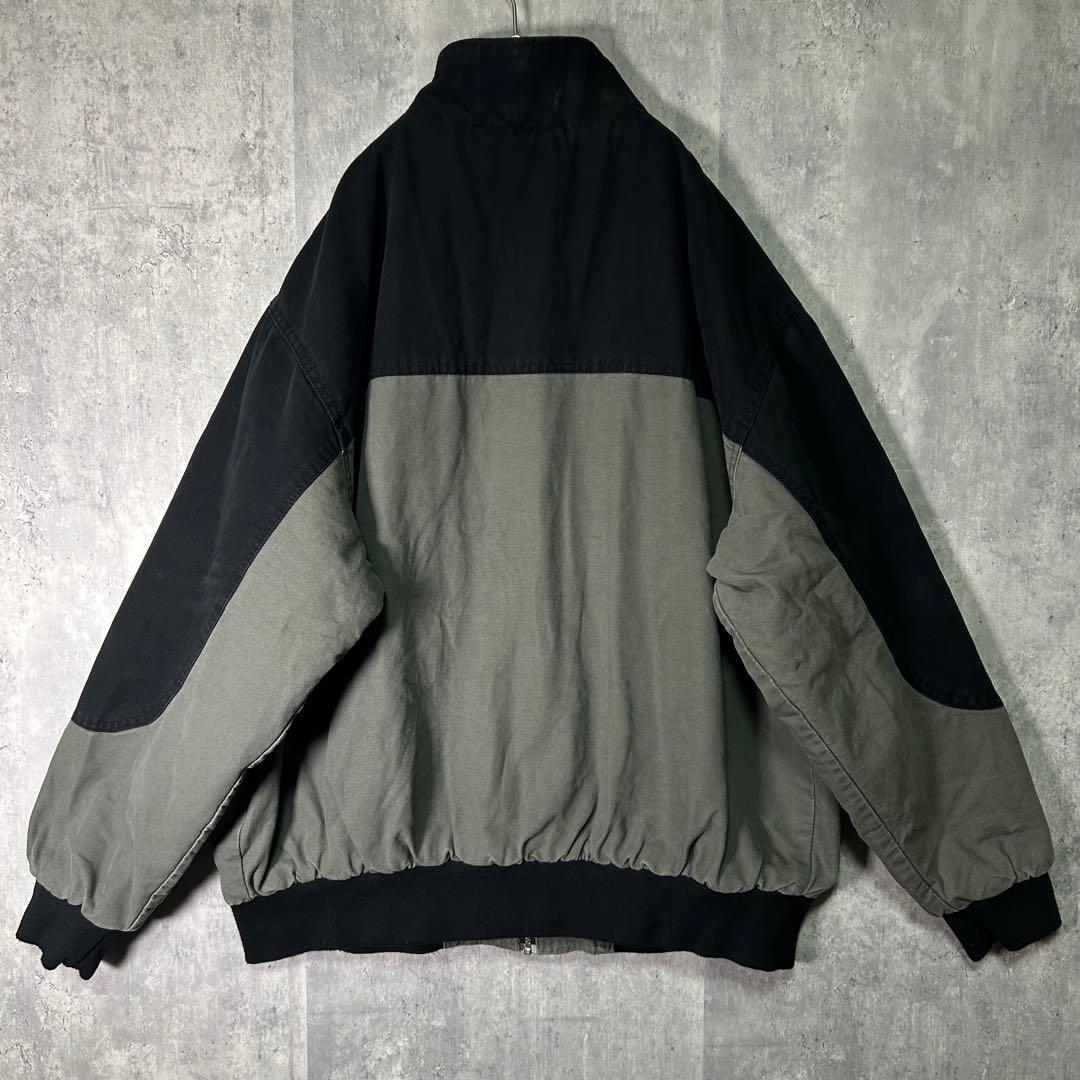 希少 snap on 刺繍ロゴ ブルゾン ワークジャケット 黒 グレー 中綿