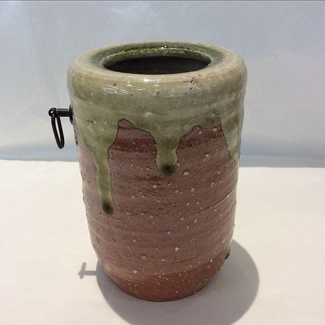 【茶道具】高橋楽斎作 信楽焼旅枕掛花入