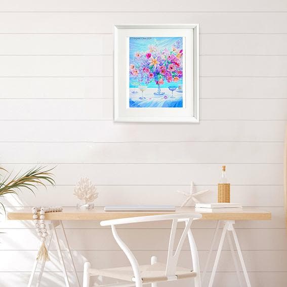 花　フラワー　水彩画　ブルー　ピンク　アートフラワー　青　フラワーアレンジメント