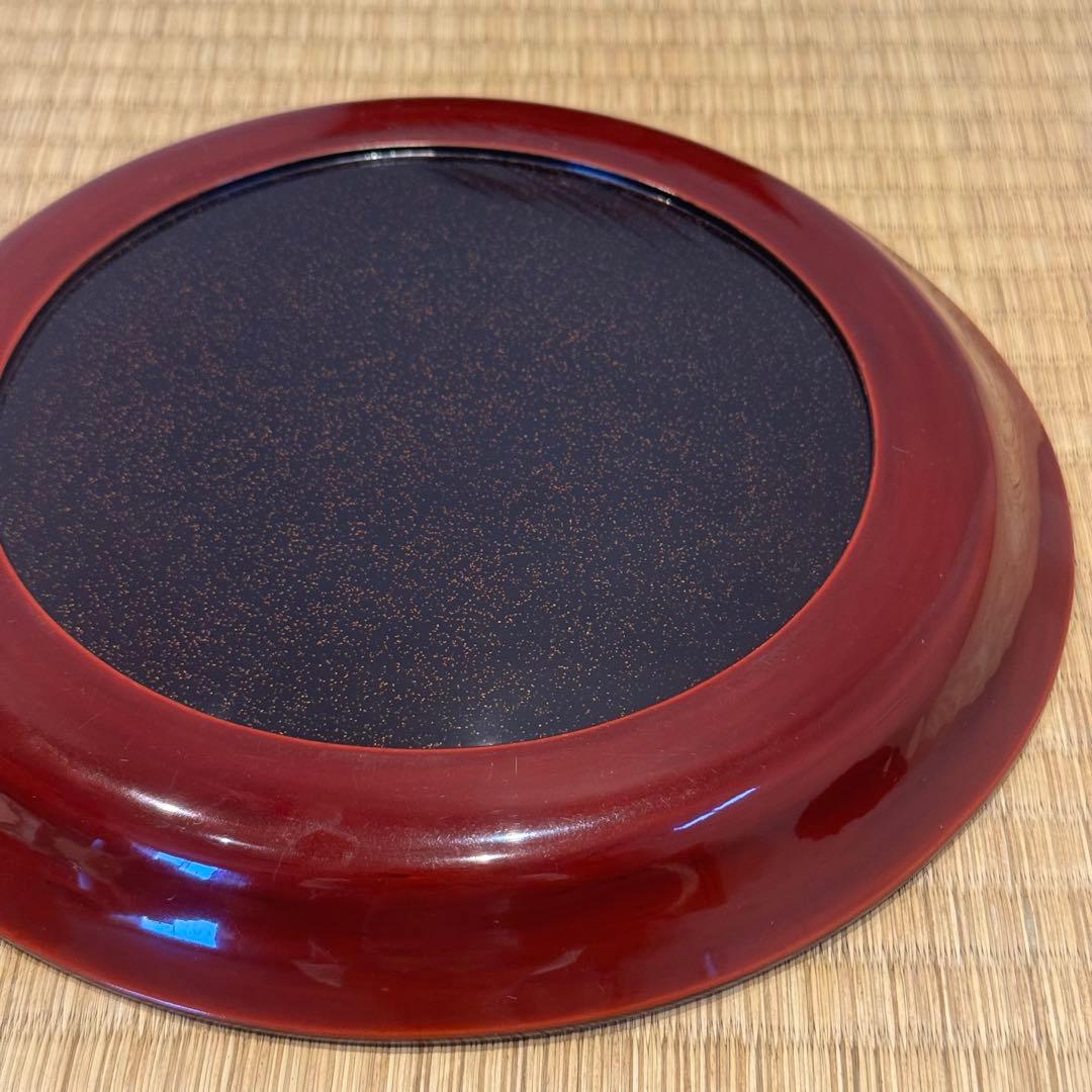 時代漆器 梨地 研ぎ出し梅蒔絵 丸盆 木製漆器 茶懐石道具 / 輪島塗