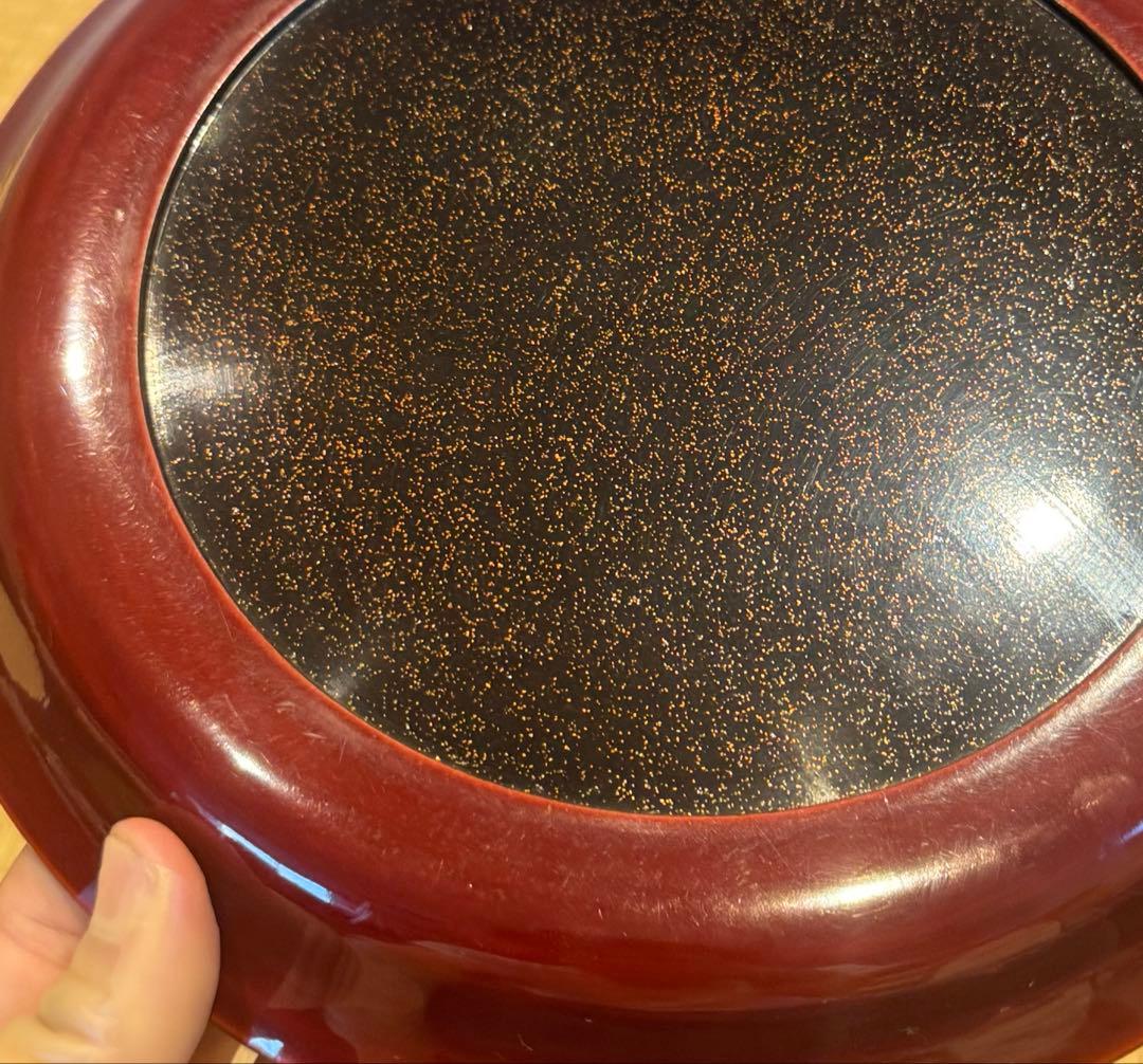 時代漆器 梨地 研ぎ出し梅蒔絵 丸盆 木製漆器 茶懐石道具 / 輪島塗