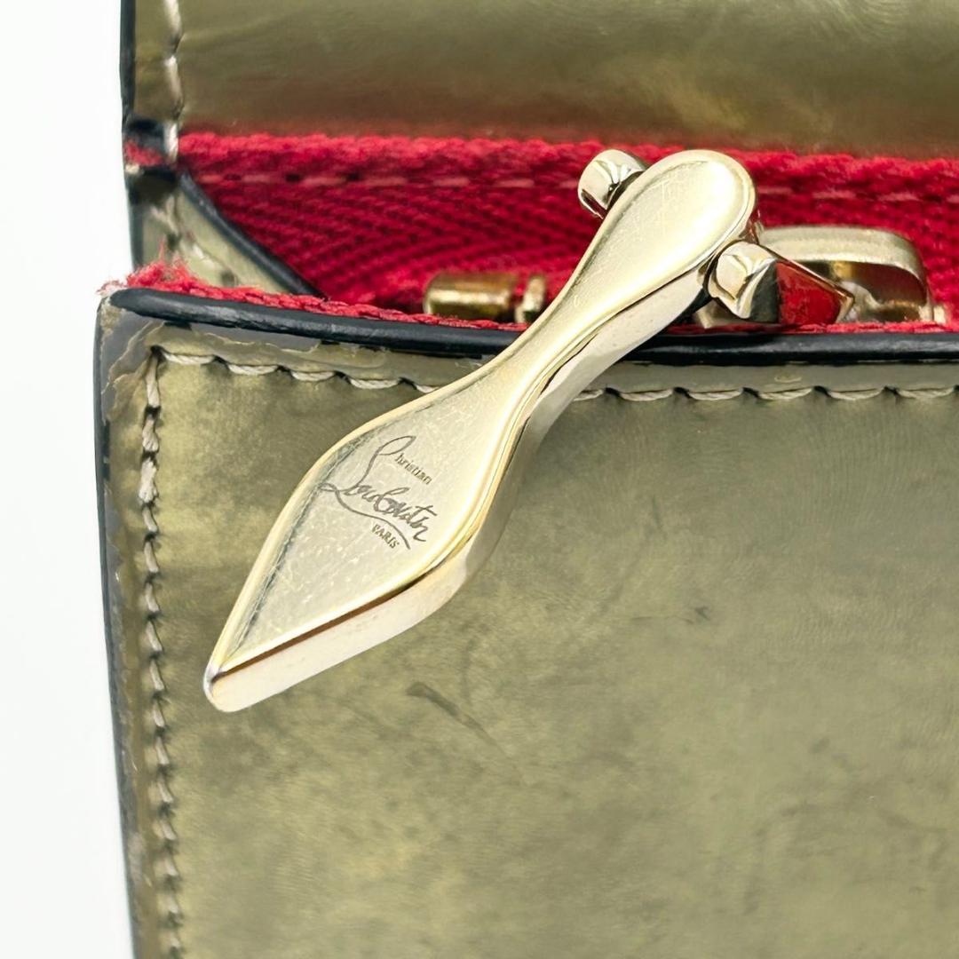 クリスチャン ルブタン マカロン ゴールド スタッズ 三つ折り財布