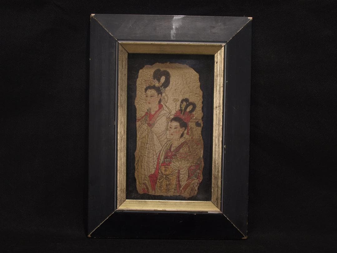 骨董市　掘り出し品中国　敦煌莫高窟壁画 人物像 発掘品 AK1796B8-3