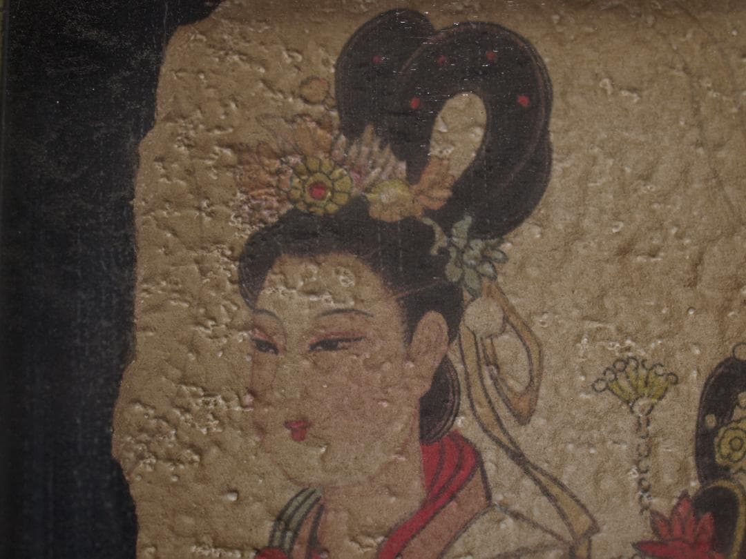 骨董市　掘り出し品中国　敦煌莫高窟壁画 人物像 発掘品 AK1796B8-3