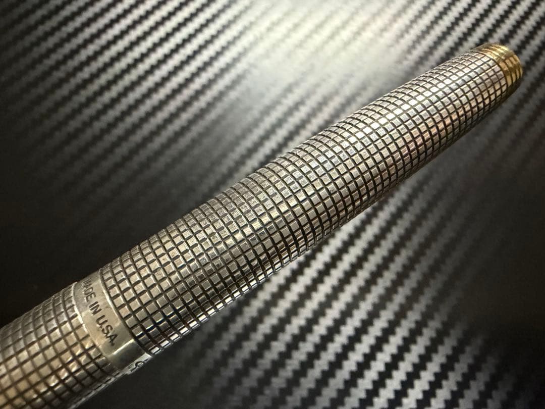 極美 パーカー 75 シズレ スターリングシルバー フラットトップ XF 万年筆