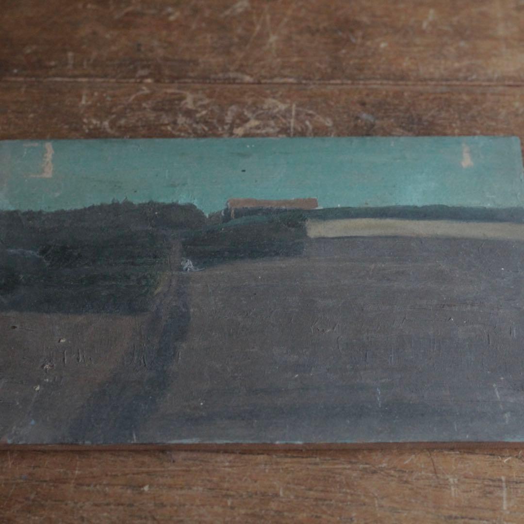 戦前？ 古い 板絵 油彩 油絵 古道具 アンティーク No.3