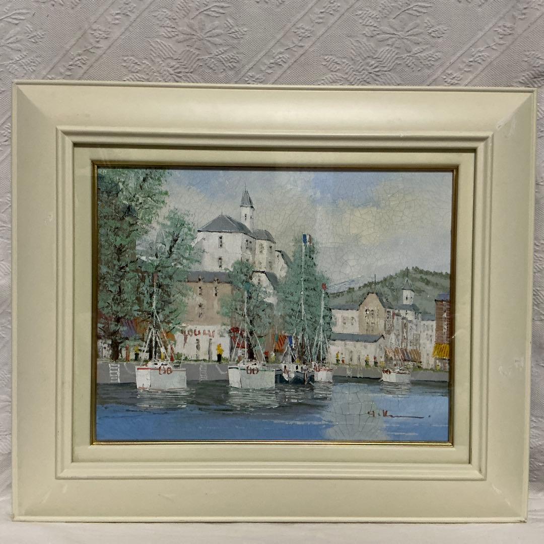 油絵　「オリオ港 」　黒沢久　作品　F6 サイズ 肉筆 油絵 油彩額装作品