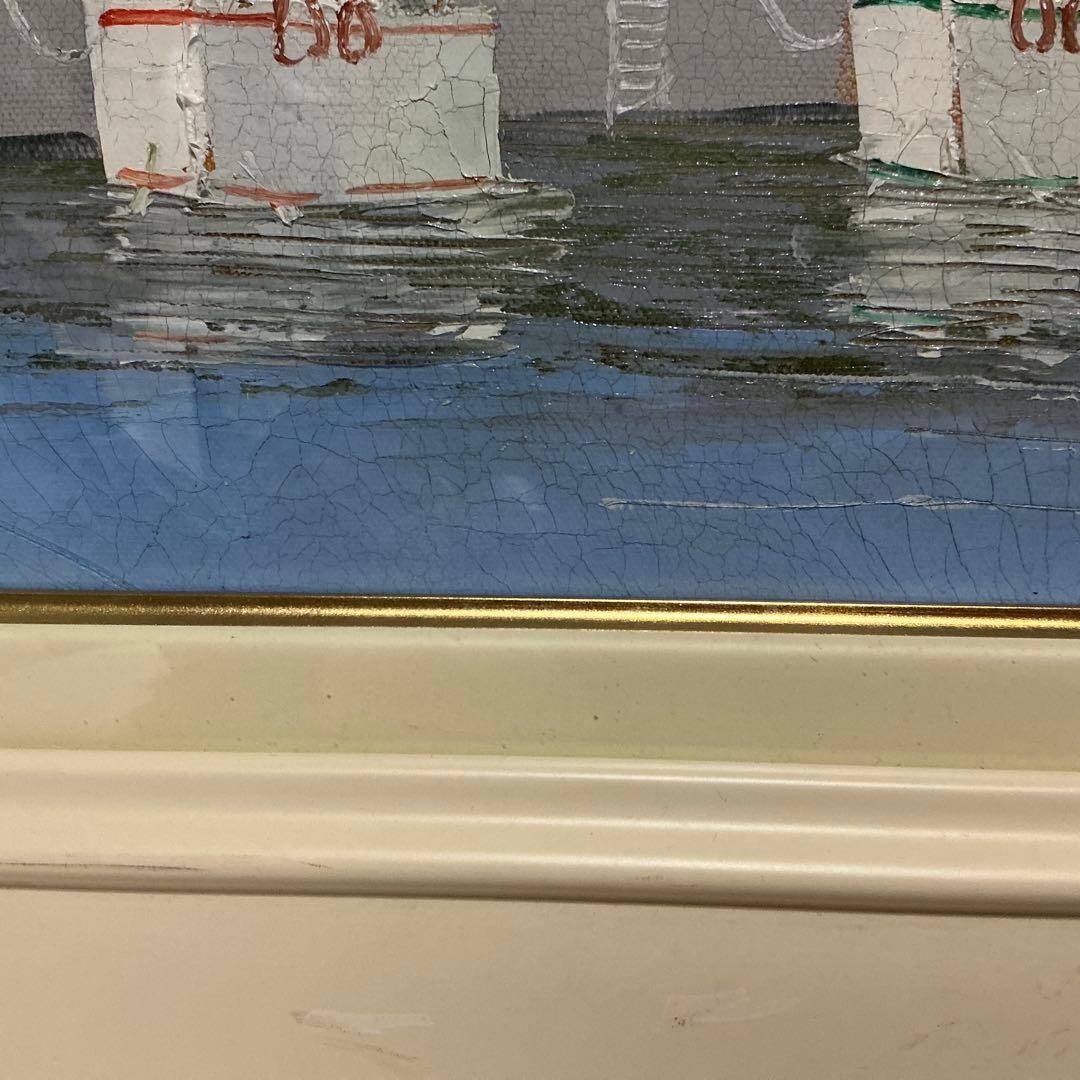 油絵　「オリオ港 」　黒沢久　作品　F6 サイズ 肉筆 油絵 油彩額装作品