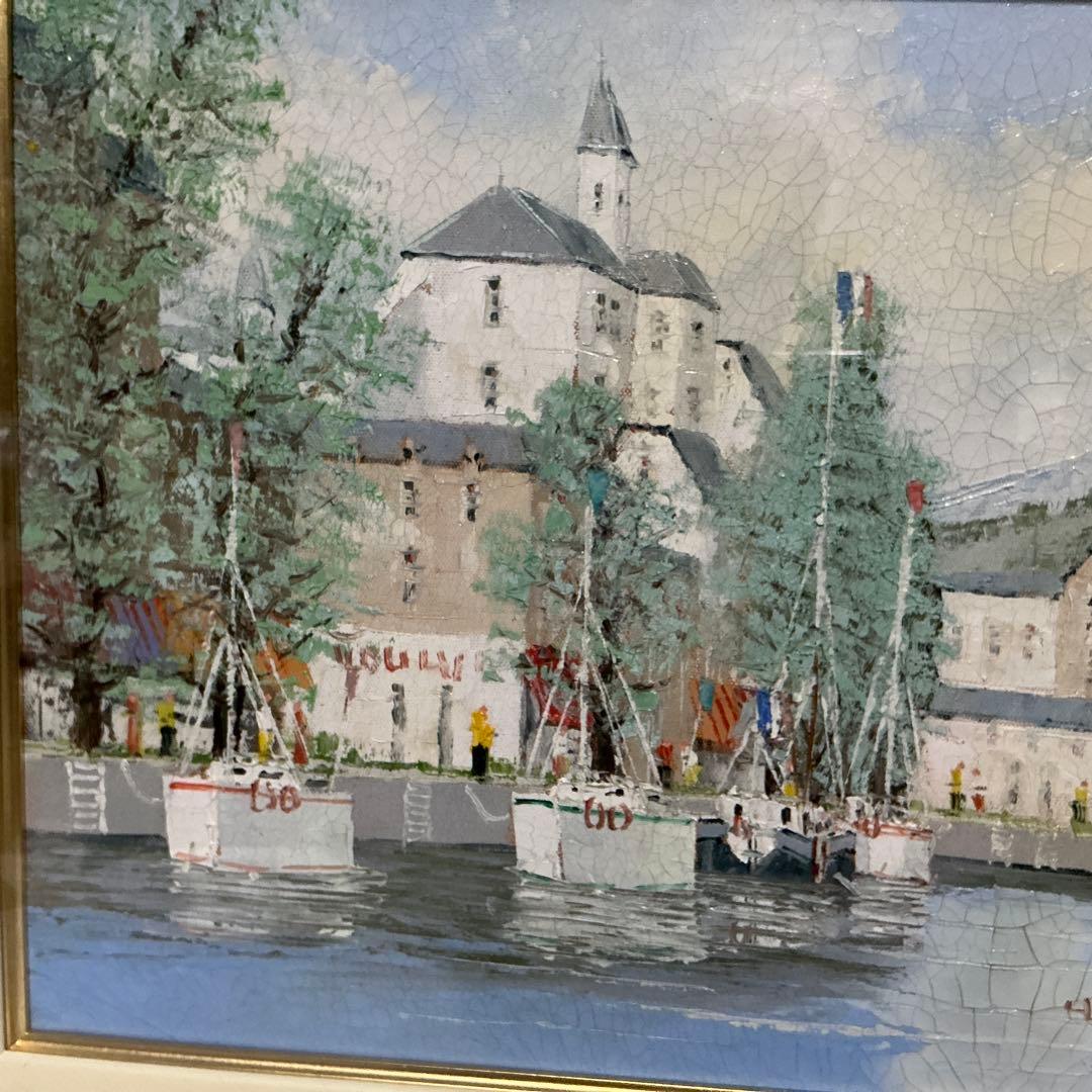 油絵　「オリオ港 」　黒沢久　作品　F6 サイズ 肉筆 油絵 油彩額装作品