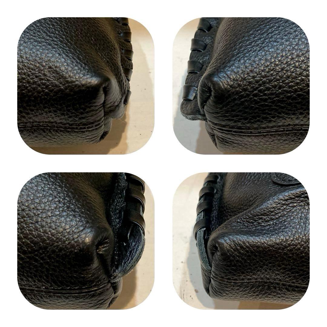 【美品】ear PAPILLONNER バックル巾着ショルダーバッグ　S 黒