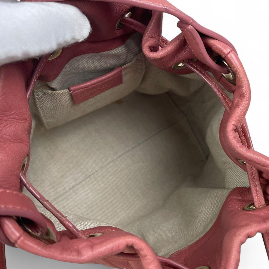 美品　ジミーチュウ　ジュノ　ショルダーバッグ 巾着　ローズウッド レザー