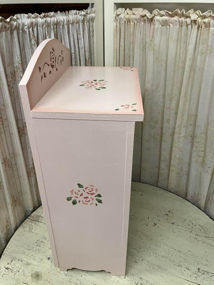 &ねこ大好きさん専用纏め　薔薇のカット&ステンシルピンクの木製2段とスリムラック