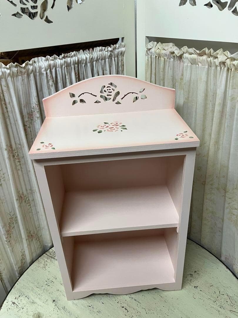 &ねこ大好きさん専用纏め　薔薇のカット&ステンシルピンクの木製2段とスリムラック