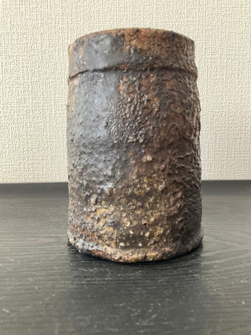 伊賀焼　岸野寛　寛白窯　伊賀焼〆掛花入　花入　花瓶