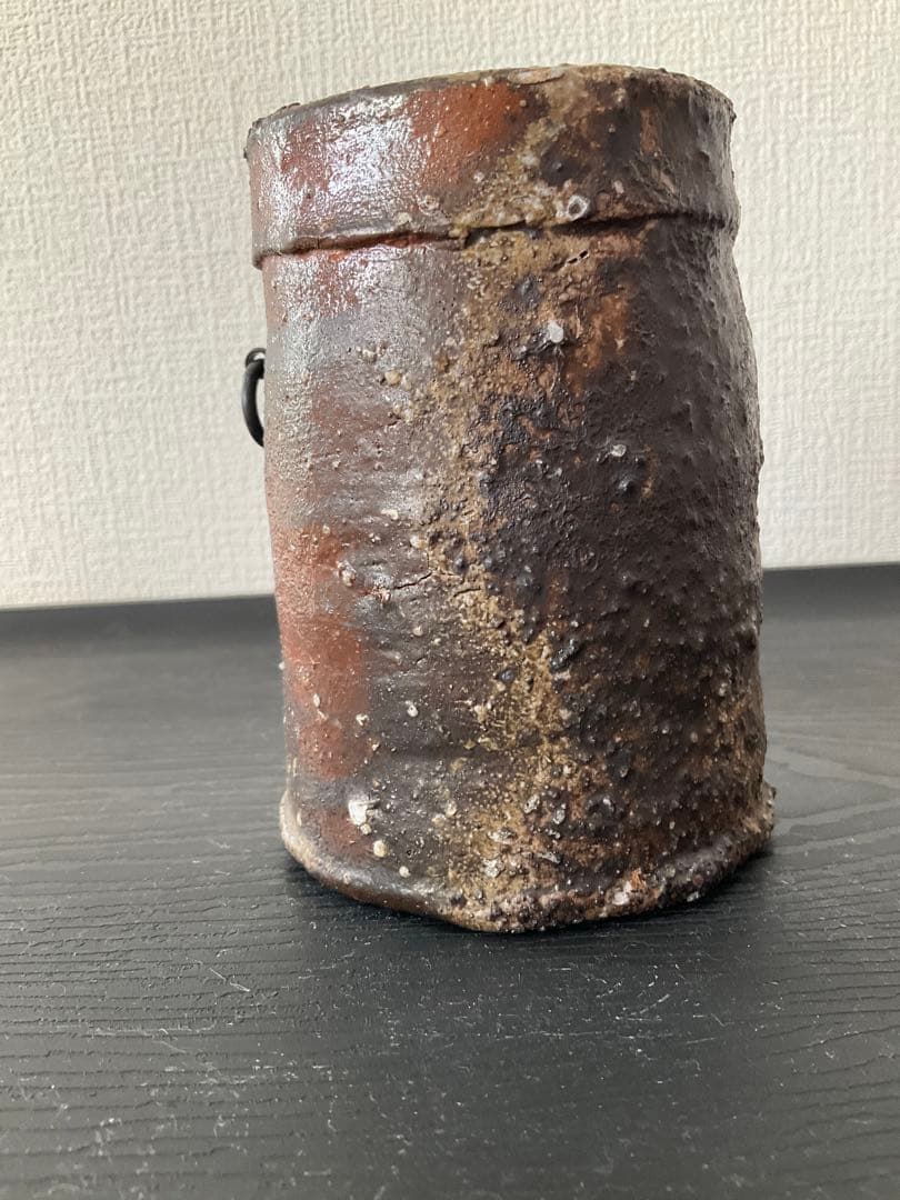 伊賀焼　岸野寛　寛白窯　伊賀焼〆掛花入　花入　花瓶