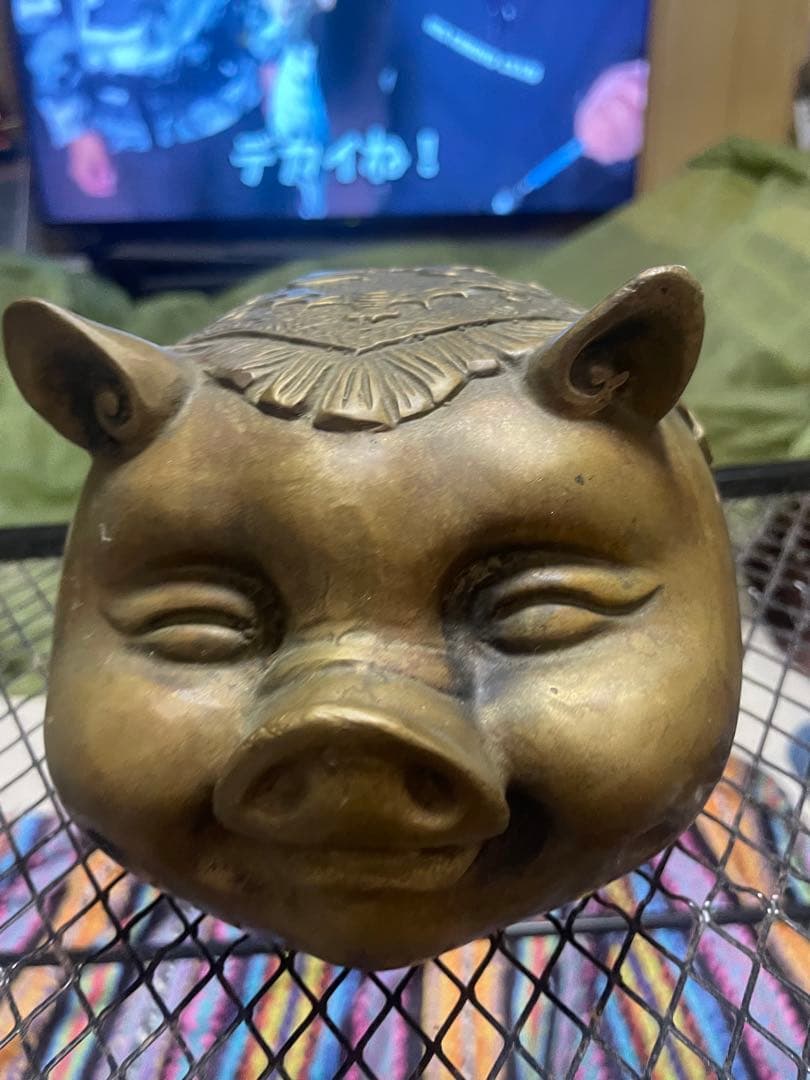 真鍮製 豚の置物 福の文字入り オブジェ
