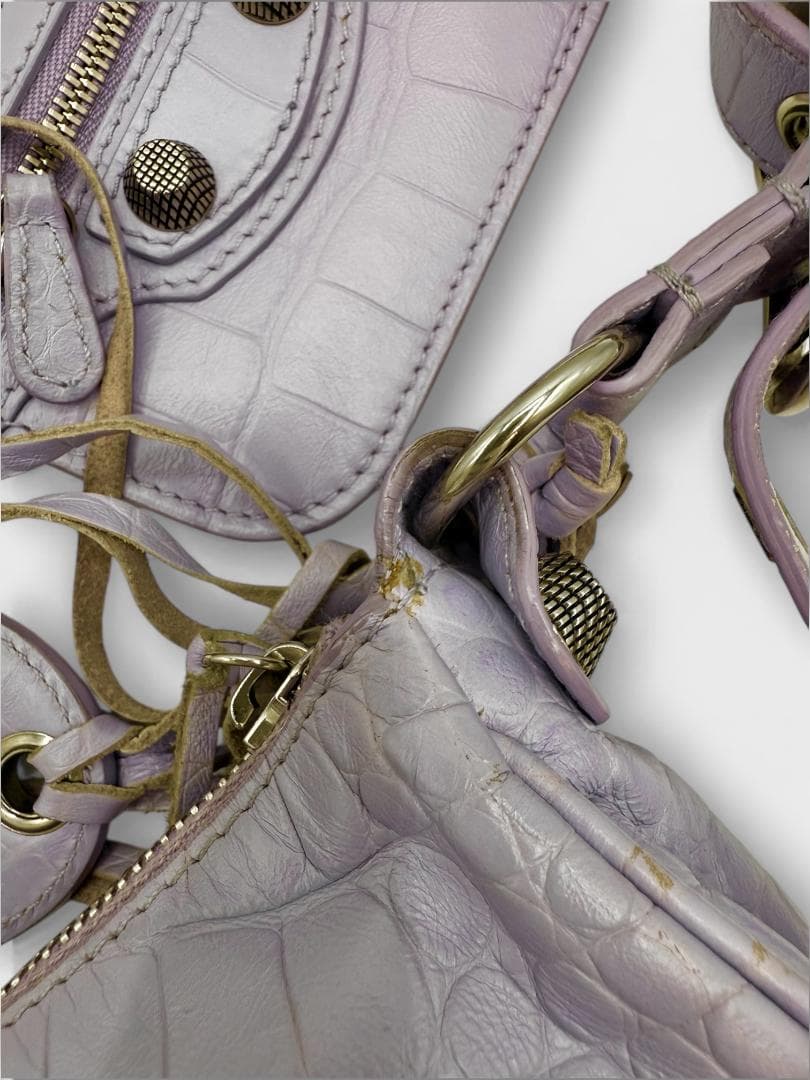 BALENCIAGA Le Cagole XS ライラック クロコ型押し