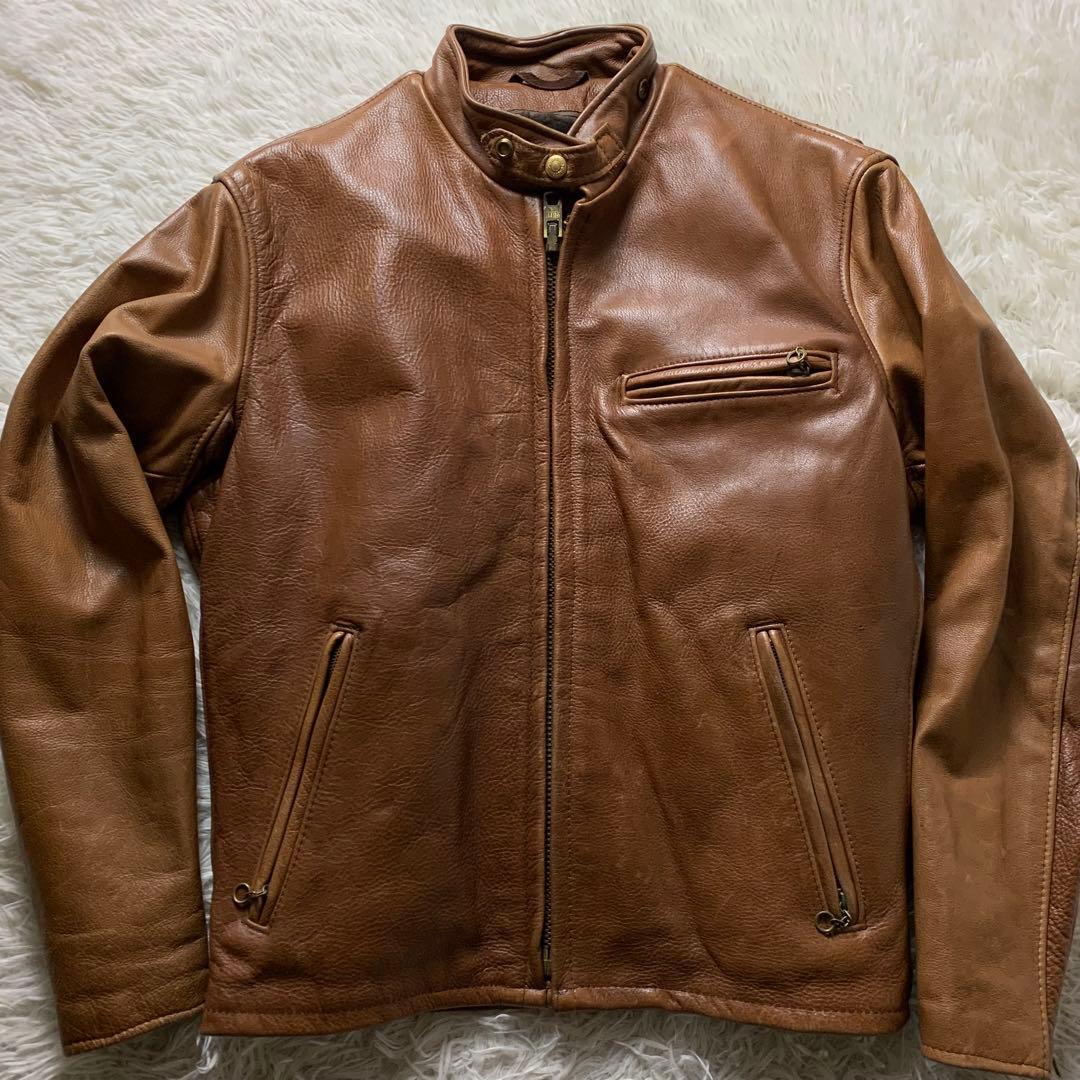 【雰囲気抜群】SCHOTTライダースジャケット 641 本革 キャメル 38