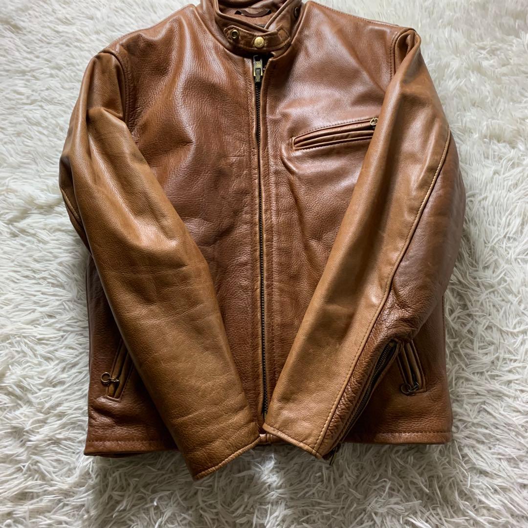 【雰囲気抜群】SCHOTTライダースジャケット 641 本革 キャメル 38