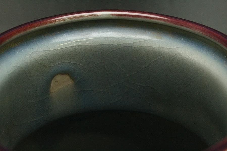 中国美術 鈞窯 紫斑釉 三足 双耳 香炉 高33.5cm(LC121)