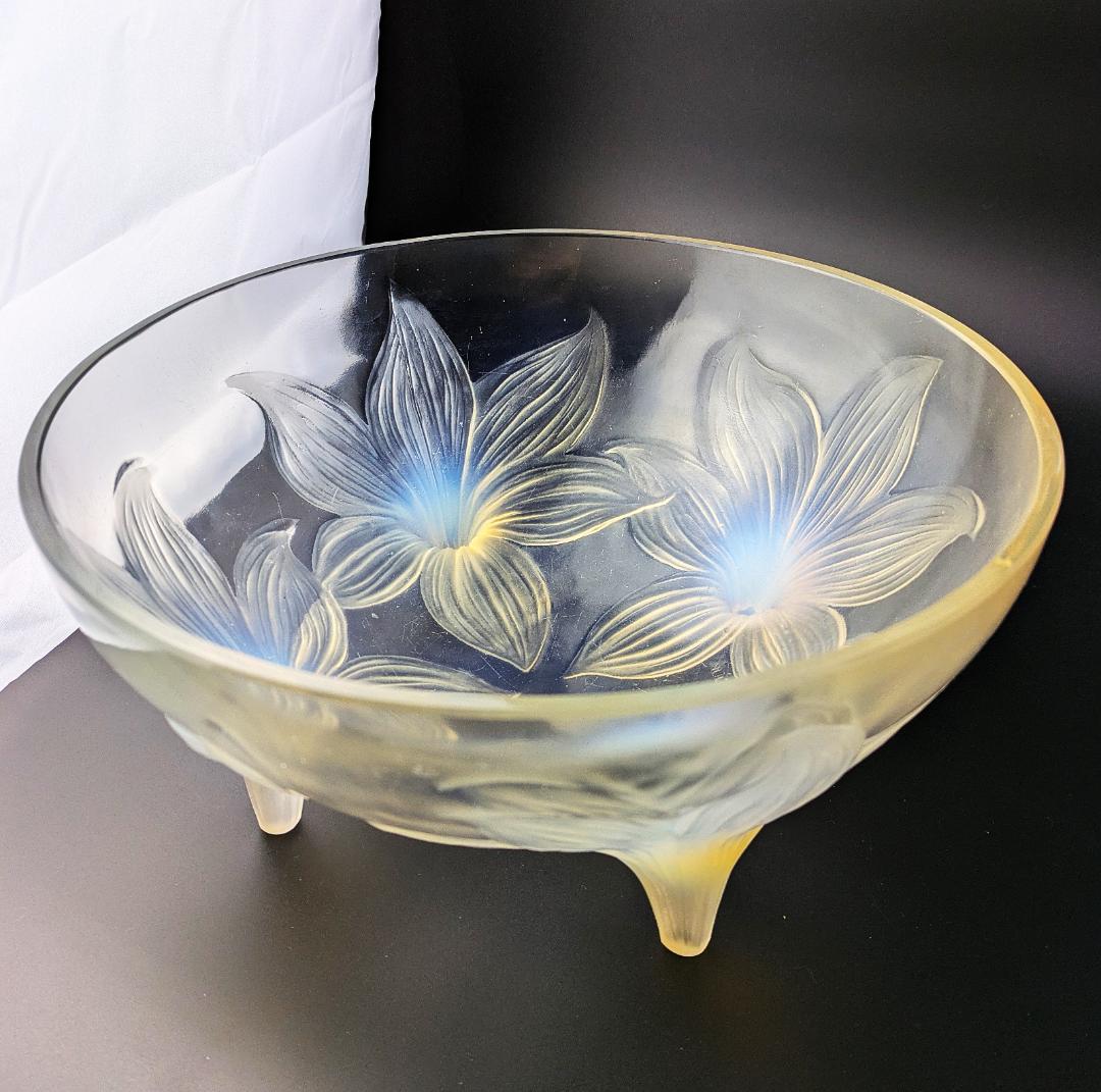 贅沢な時間を★ラリック LYS 百合 オパルセント 大鉢 ボウル 1924年頃