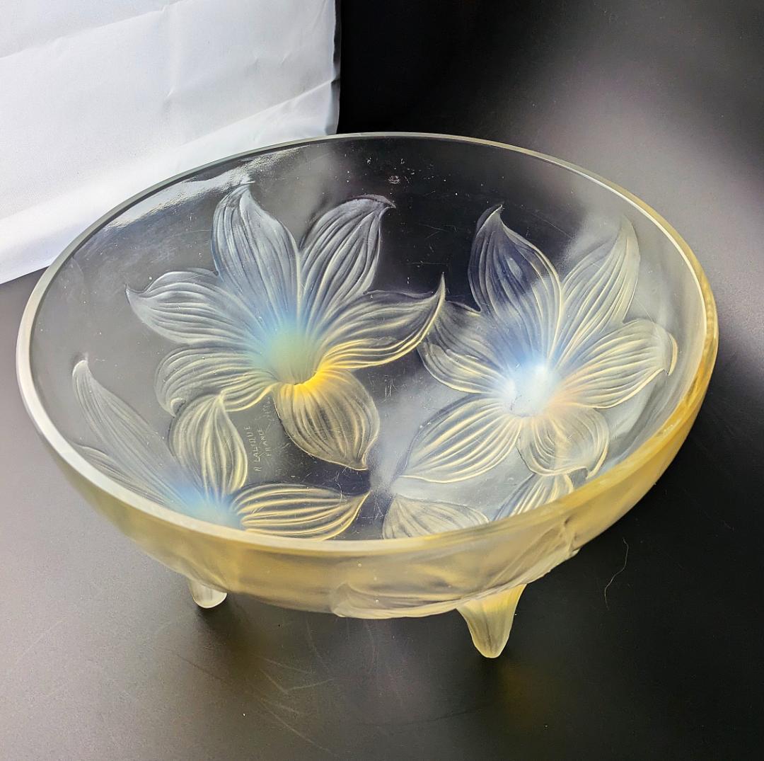 贅沢な時間を★ラリック LYS 百合 オパルセント 大鉢 ボウル 1924年頃