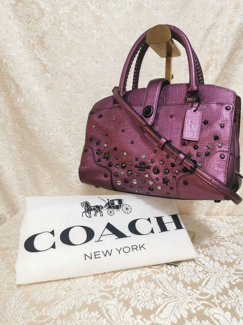 希少　コーチ　COACH　メタリック　パール　2WAY　ショルダー　ハンドバッグ