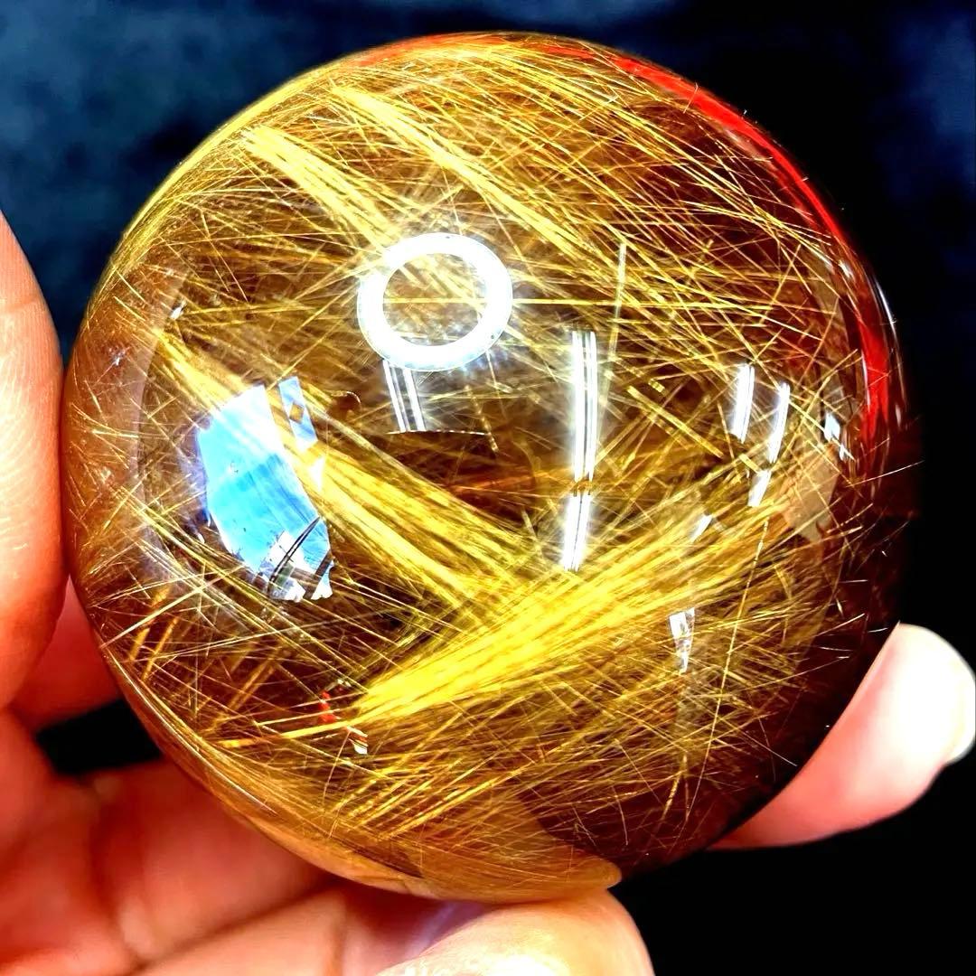 超絶綺麗✨48mm ゴールドルチルクォーツ　丸玉　スフィア　金針水晶