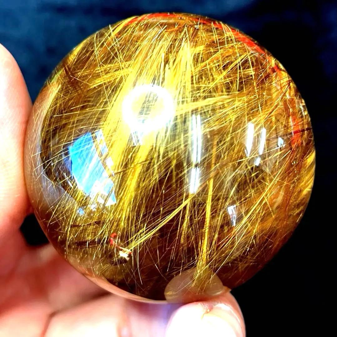 超絶綺麗✨48mm ゴールドルチルクォーツ　丸玉　スフィア　金針水晶