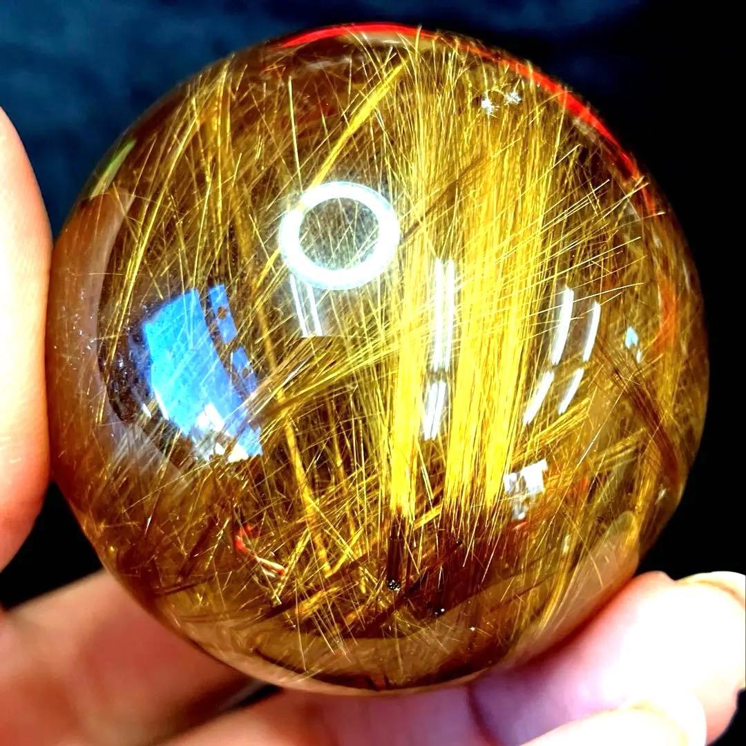 超絶綺麗✨48mm ゴールドルチルクォーツ　丸玉　スフィア　金針水晶