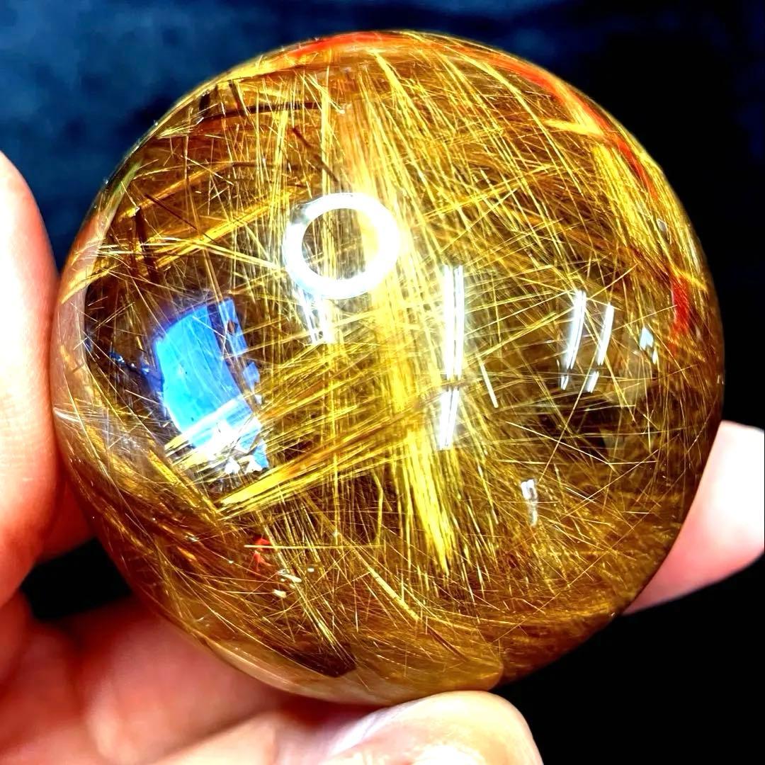 超絶綺麗✨48mm ゴールドルチルクォーツ　丸玉　スフィア　金針水晶