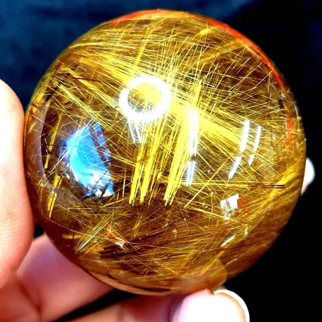 超絶綺麗✨48mm ゴールドルチルクォーツ　丸玉　スフィア　金針水晶