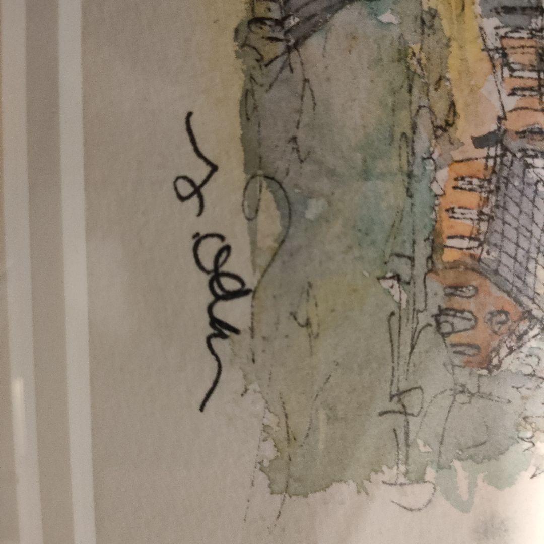 【値下げ中】織田 義郎先生の絵画（ エッチング+水彩 ）