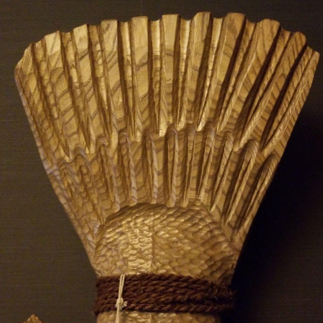 魚の置物　黒かれい彫刻