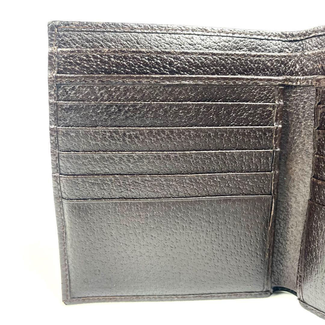 グッチ　折り財布　ロゴプレート　GGキャンバス　スクエア　コンパクト　レザー　美